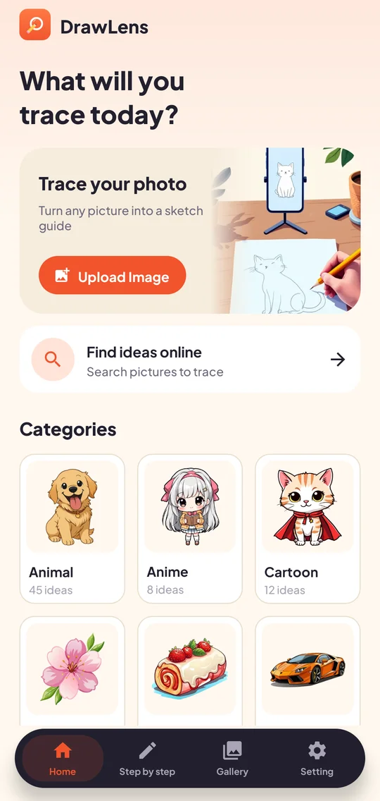DrawLens home screen